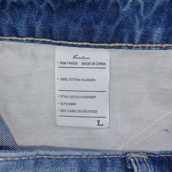 Kancan Distressed Denim Jean Shorts Women's Large W28 Blue Cuffed Mid KC5142YT - Picture 12 of 13